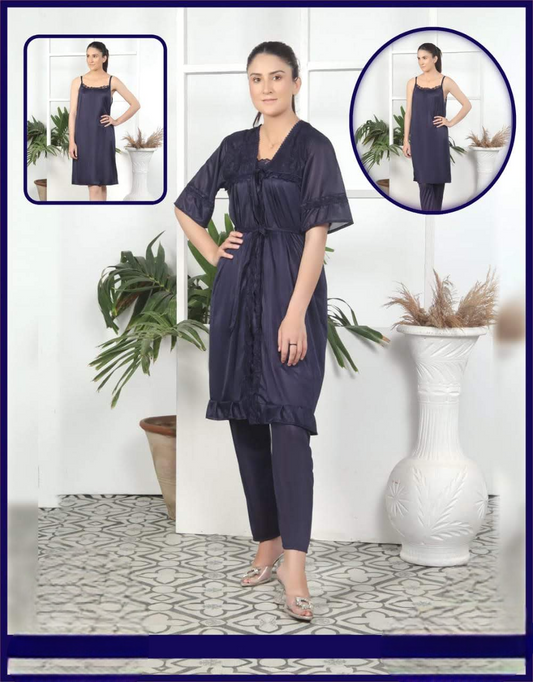 Elegant 3-Piece Silk Nightwear