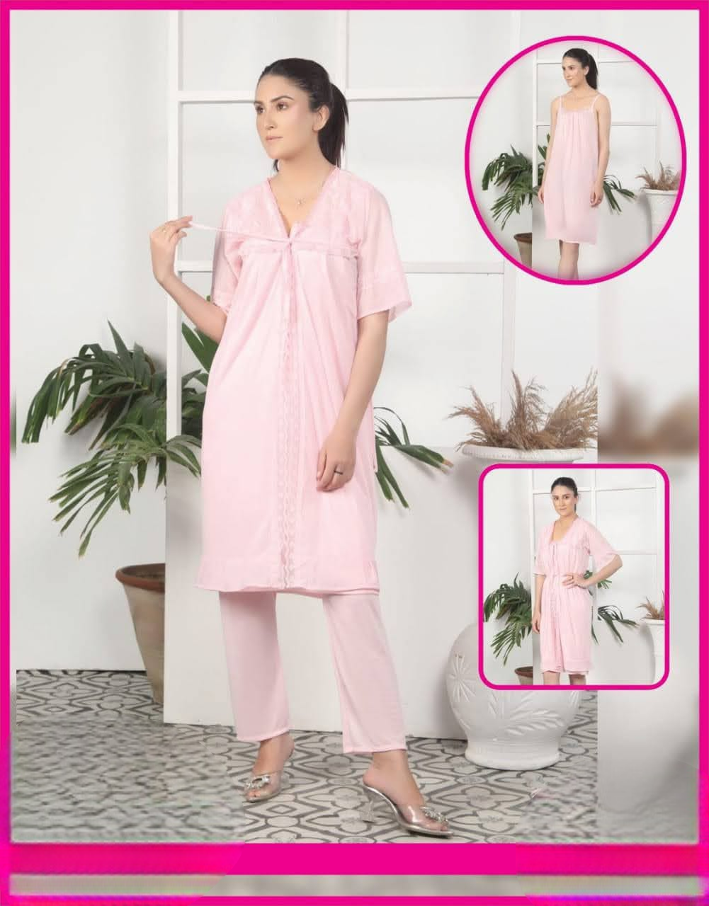 Elegant 3-Piece Silk Nightwear