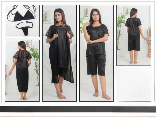 6 Piece Silk Nightwear